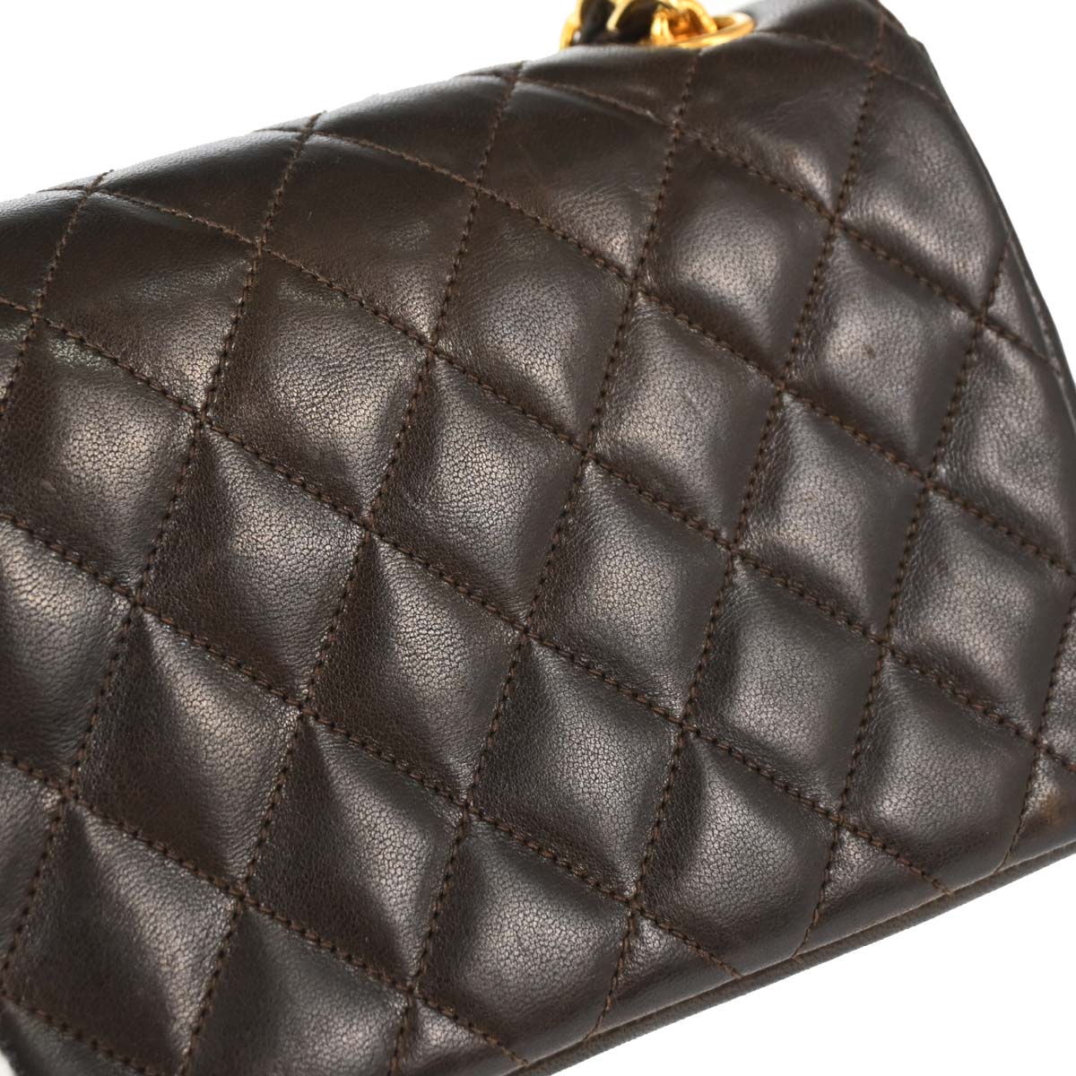 Chanel 1989-1991 Brown Lambskin Straight Flap Shoulder Bag