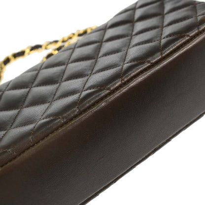Chanel 1989-1991 Brown Lambskin Straight Flap Shoulder Bag