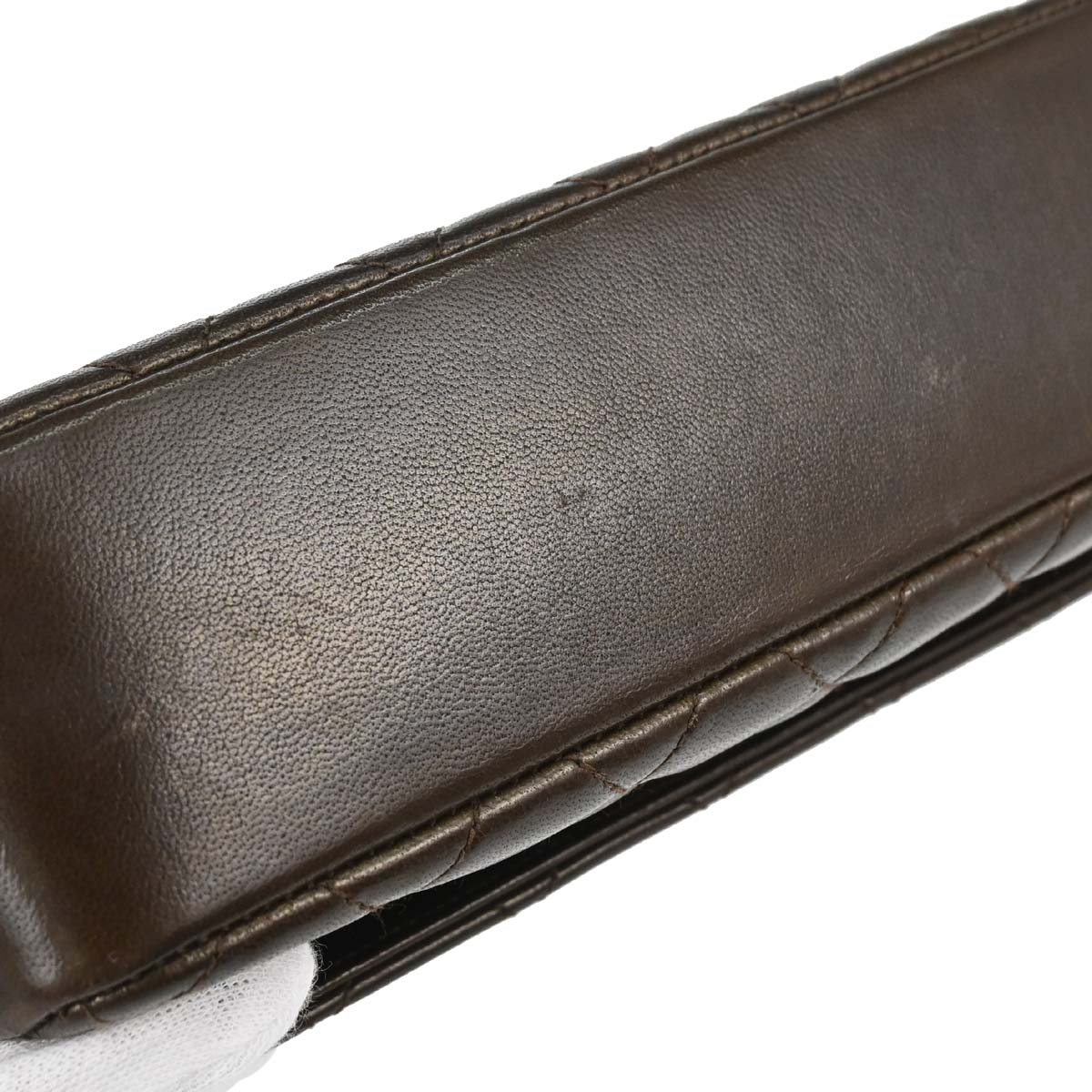Chanel 1989-1991 Brown Lambskin Straight Flap Shoulder Bag