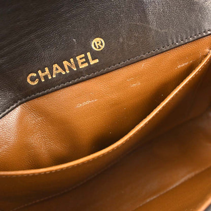 Chanel 1989-1991 Brown Lambskin Straight Flap Shoulder Bag