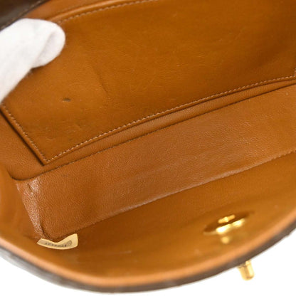 Chanel 1989-1991 Brown Lambskin Straight Flap Shoulder Bag