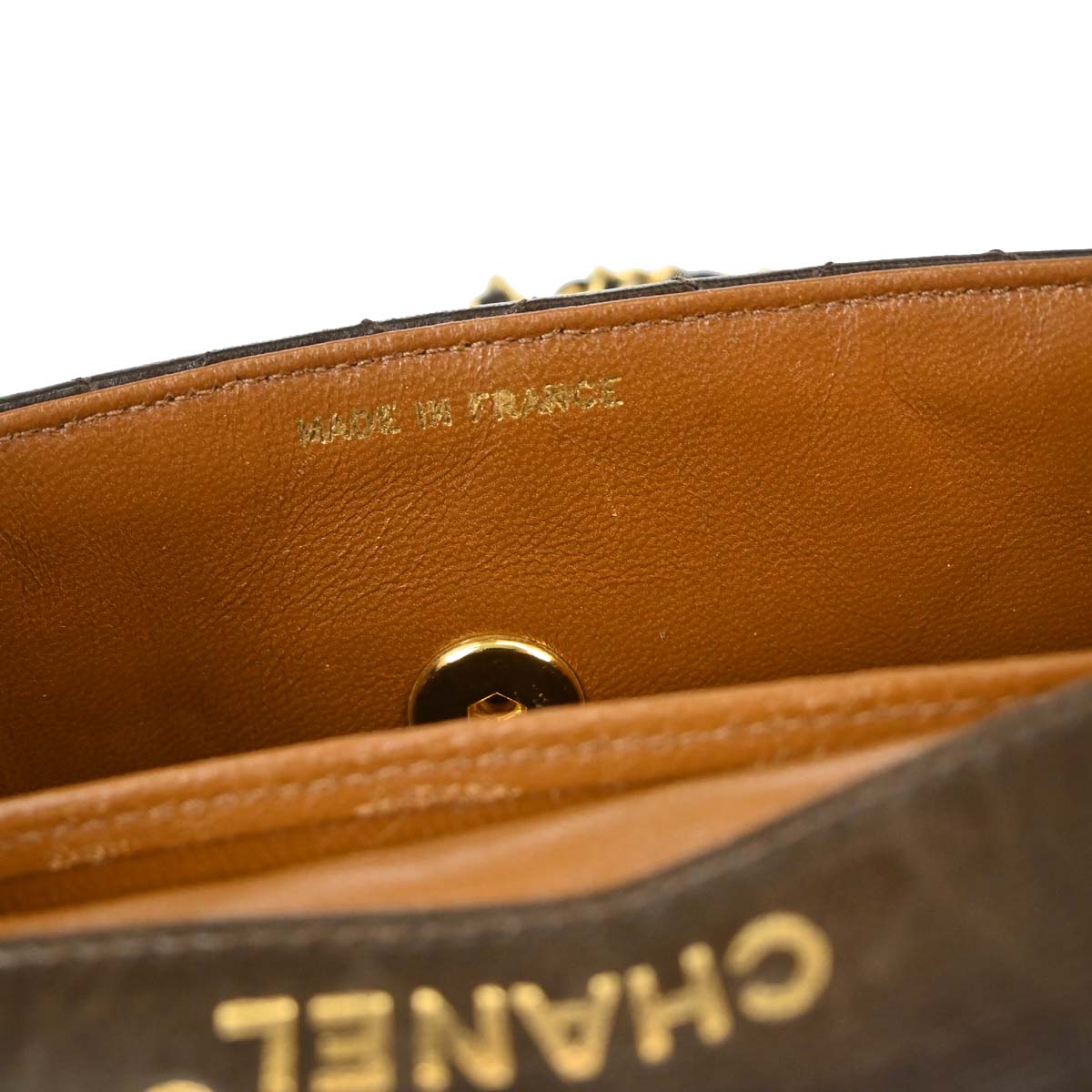 Chanel 1989-1991 Brown Lambskin Straight Flap Shoulder Bag