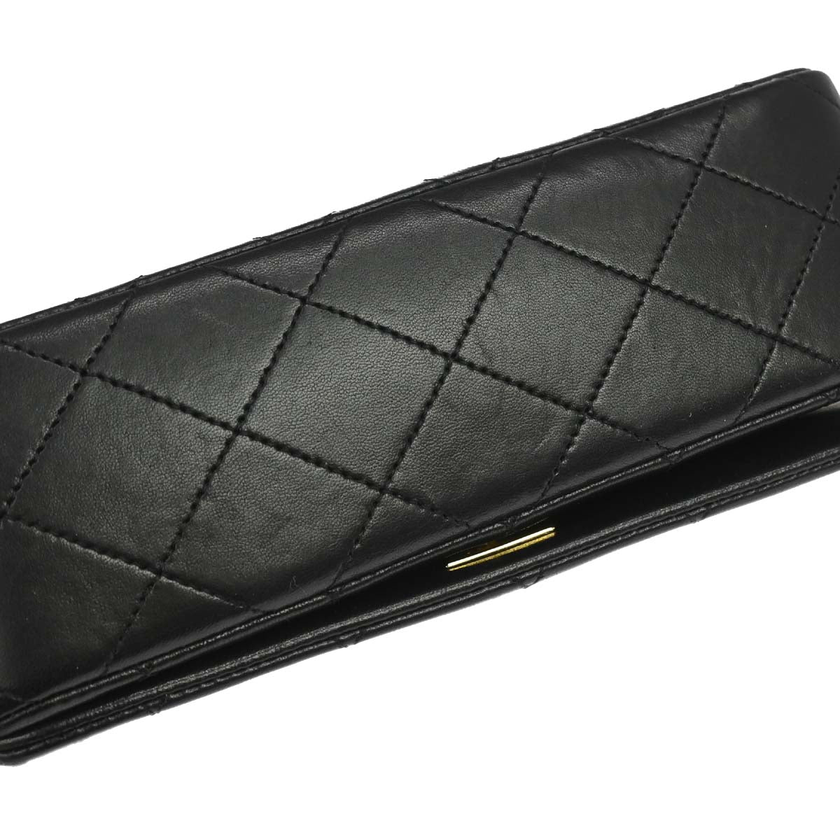 Chanel 1989-1991 Black Lambskin Turnlock Mini Full Flap Shoulder Bag