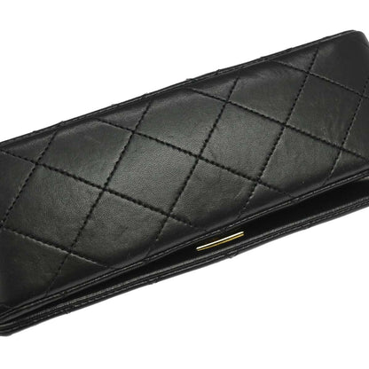 Chanel 1989-1991 Black Lambskin Turnlock Mini Full Flap Shoulder Bag