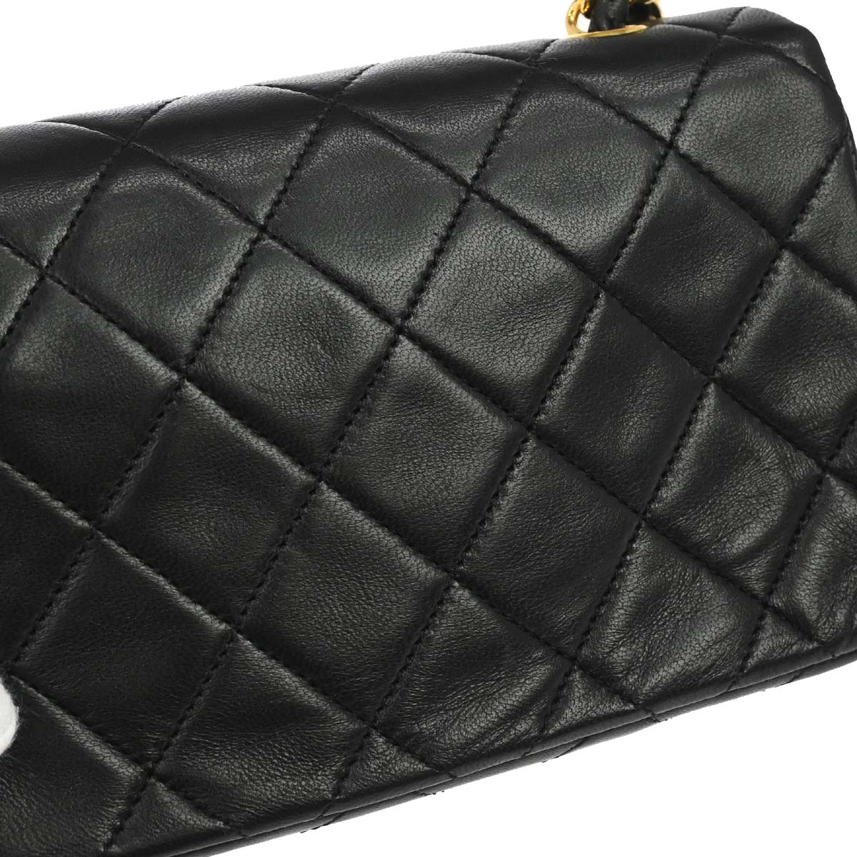 Chanel 1989-1991 Black Lambskin Turnlock Mini Full Flap Shoulder Bag