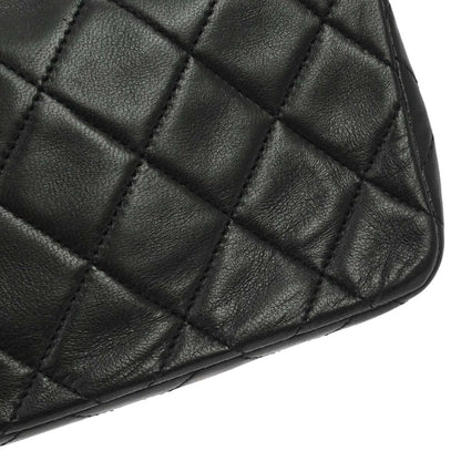 Chanel 1989-1991 Black Lambskin Turnlock Mini Full Flap Shoulder Bag