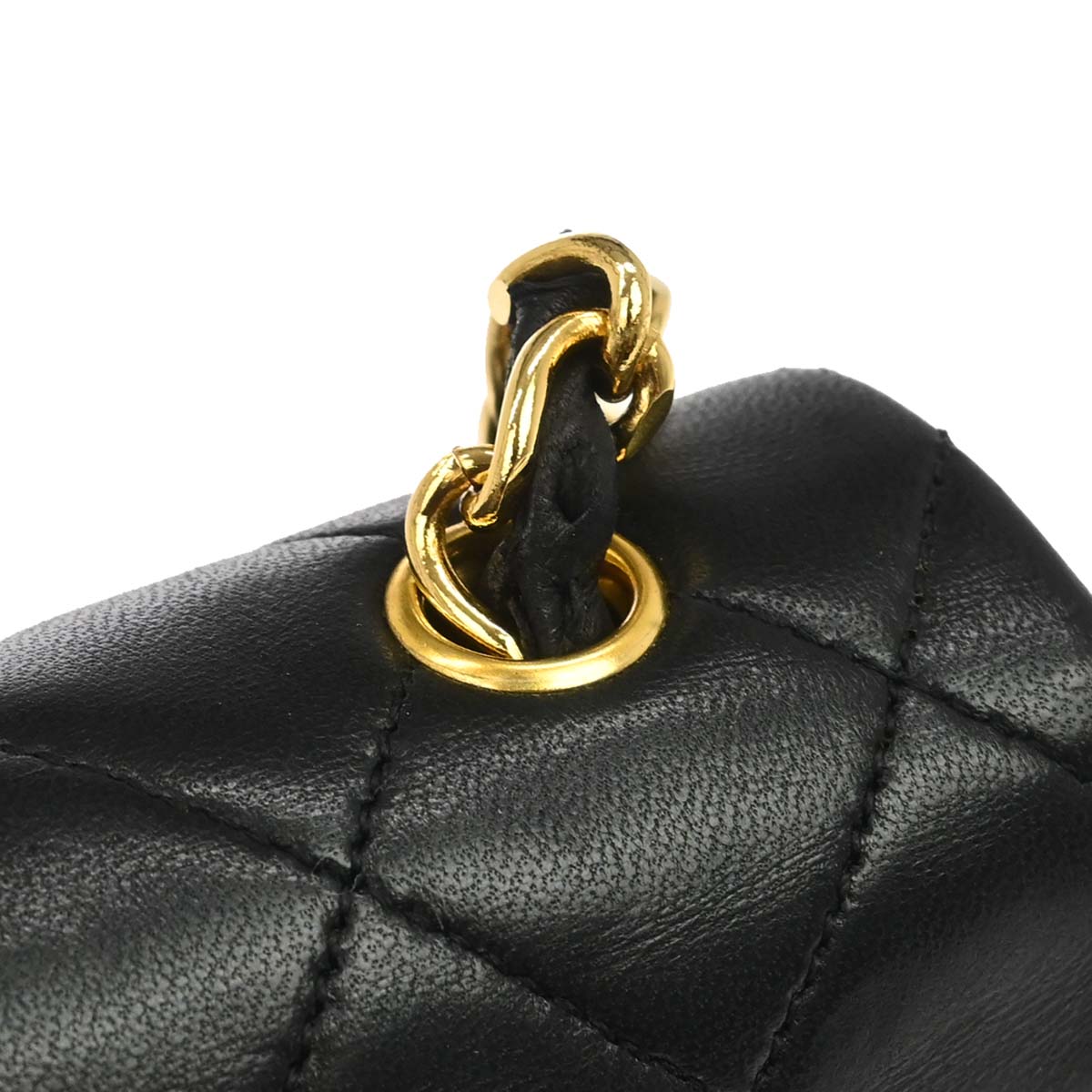 Chanel 1989-1991 Black Lambskin Turnlock Mini Full Flap Shoulder Bag