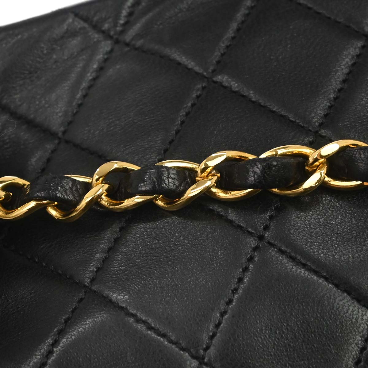 Chanel 1989-1991 Black Lambskin Turnlock Mini Full Flap Shoulder Bag
