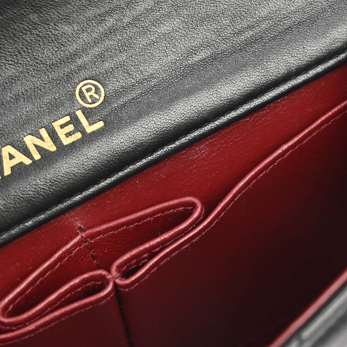 Chanel 1989-1991 Black Lambskin Turnlock Mini Full Flap Shoulder Bag