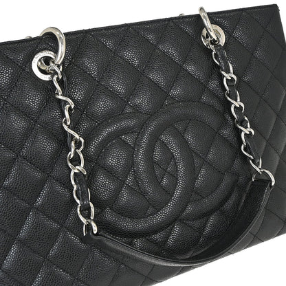 Chanel 2012-2013 Black Caviar Skin Grand Shopping Tote GST Chain Handbag