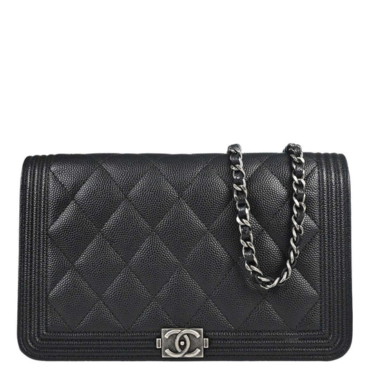 Boy Chanel 2018 Black Caviar Skin Chain WOC Shoulder Bag
