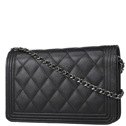 Boy Chanel 2018 Black Caviar Skin Chain WOC Shoulder Bag