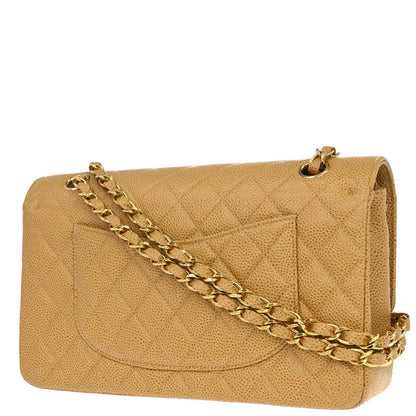 Chanel Beige Caviar Skin Medium Classic Double Flap Shoulder Bag