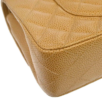 Chanel Beige Caviar Skin Medium Classic Double Flap Shoulder Bag