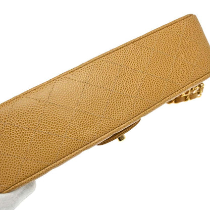 Chanel Beige Caviar Skin Medium Classic Double Flap Shoulder Bag