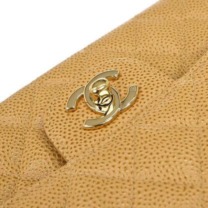 Chanel Beige Caviar Skin Medium Classic Double Flap Shoulder Bag