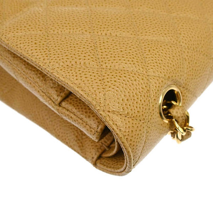 Chanel Beige Caviar Skin Medium Classic Double Flap Shoulder Bag