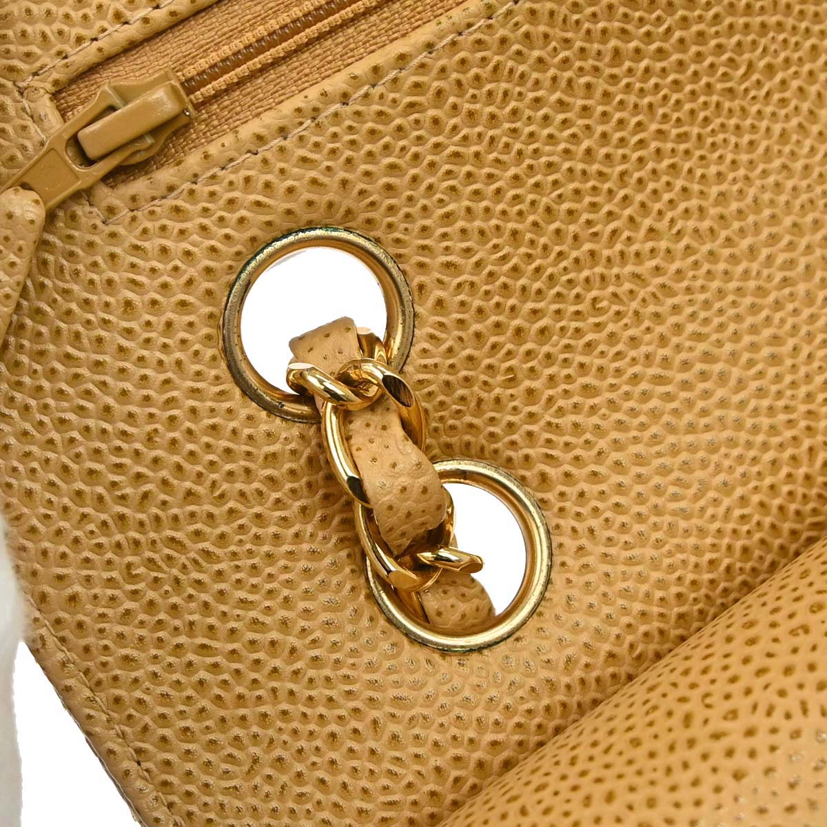 Chanel Beige Caviar Skin Medium Classic Double Flap Shoulder Bag