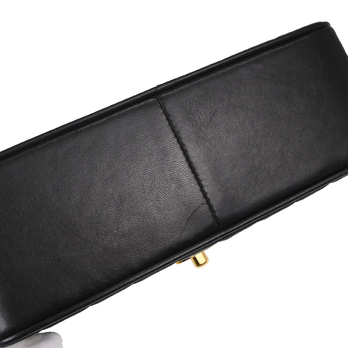 Chanel 1991-1994 Black Lambskin Chevron Mademoiselle Single Flap Shoulder Bag