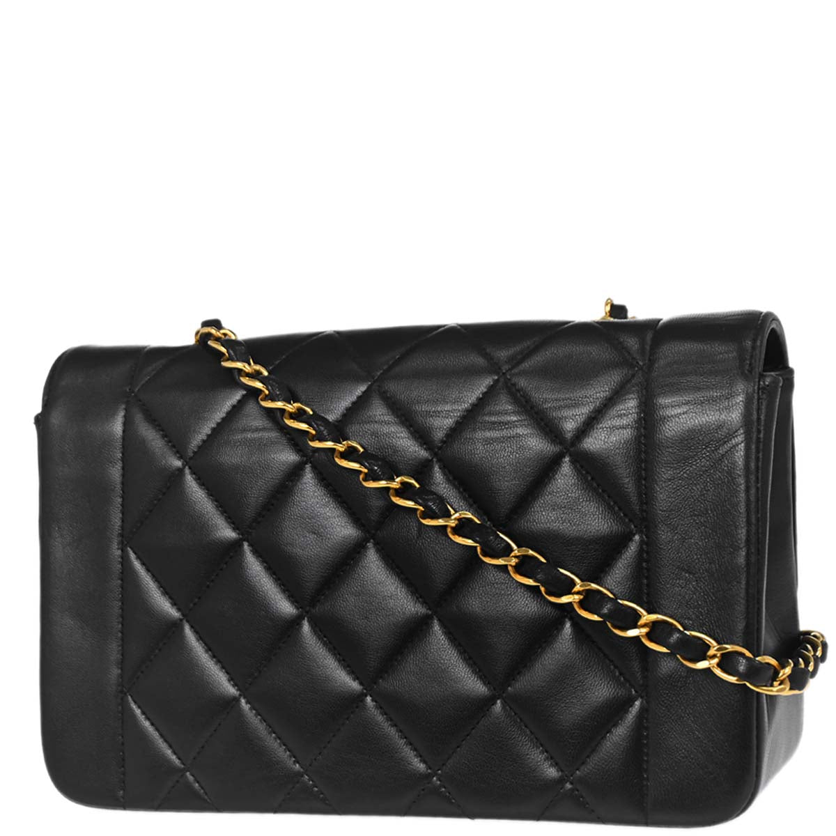 Chanel 1994-1996 Black Lambskin Small Diana Shoulder Bag