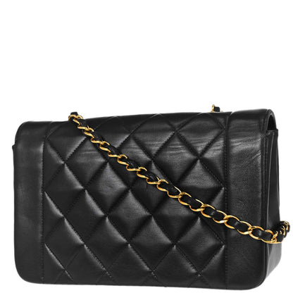 Chanel 1994-1996 Black Lambskin Small Diana Shoulder Bag