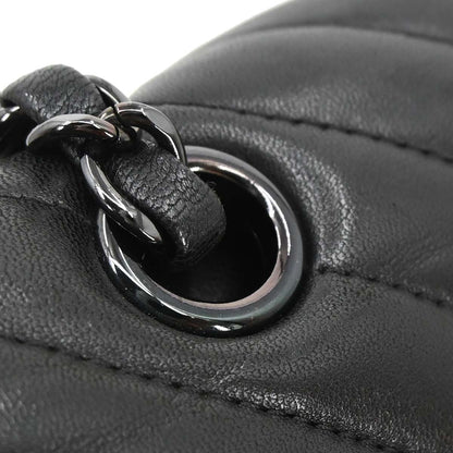 Chanel 2015-2016 Black Lambskin Chevron Medium Classic Double Flap Shoulder Bag
