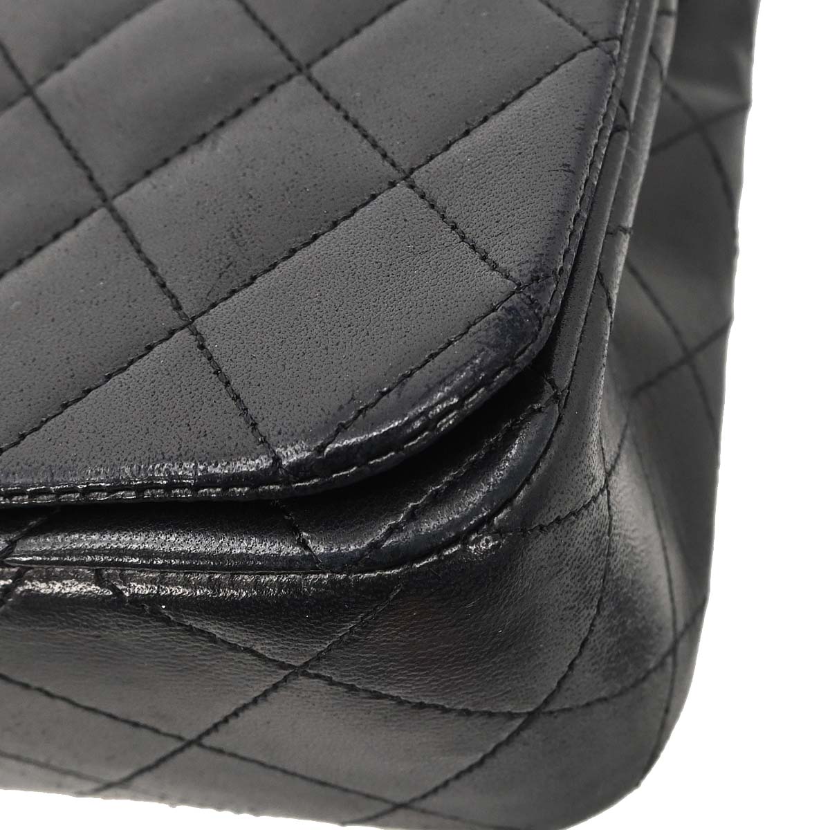 Chanel 1989-1991 Black Lambskin Turnlock Small Full Flap Shoulder Bag