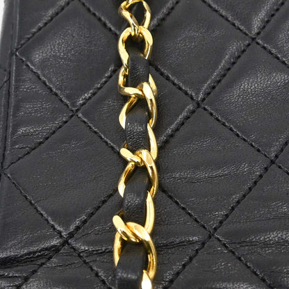 Chanel 1989-1991 Black Lambskin Turnlock Small Full Flap Shoulder Bag