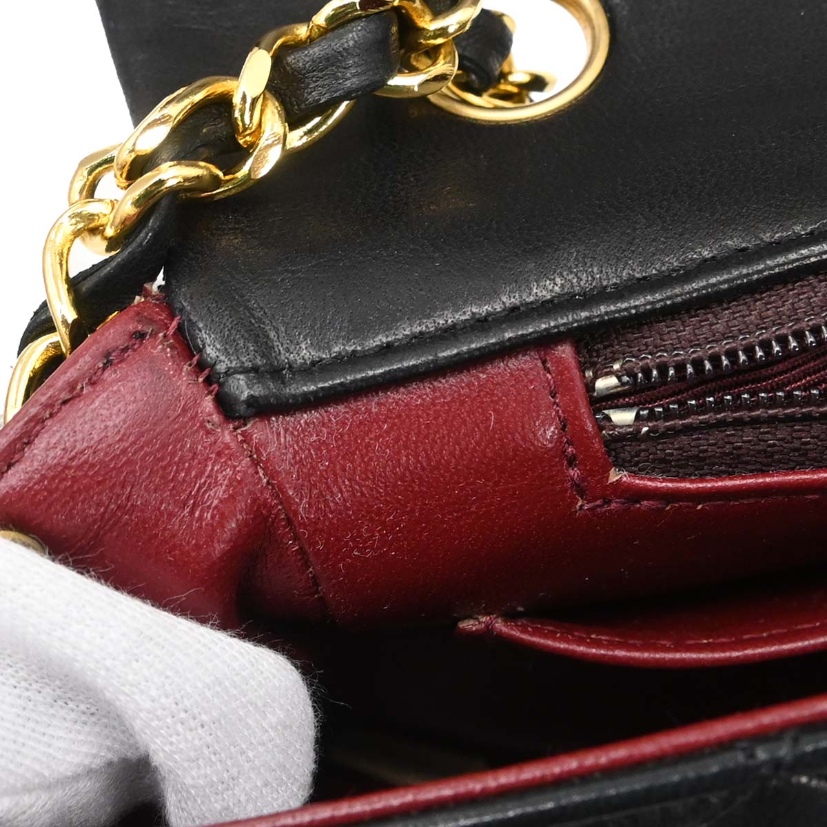 Chanel 1989-1991 Black Lambskin Turnlock Small Full Flap Shoulder Bag