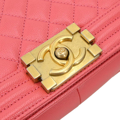 Boy Chanel Pink Caviar Skin Medium Chain Shoulder Bag