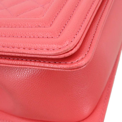 Boy Chanel Pink Caviar Skin Medium Chain Shoulder Bag