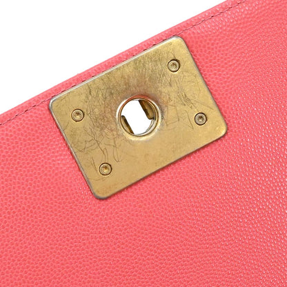 Boy Chanel Pink Caviar Skin Medium Chain Shoulder Bag