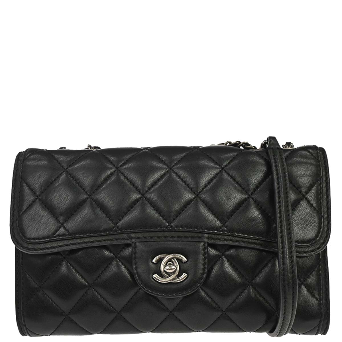 Chanel 2013-2014 Black Lambskin Flap Shoulder Bag