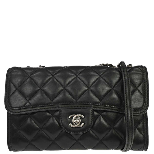 Chanel 2013-2014 Black Lambskin Flap Shoulder Bag