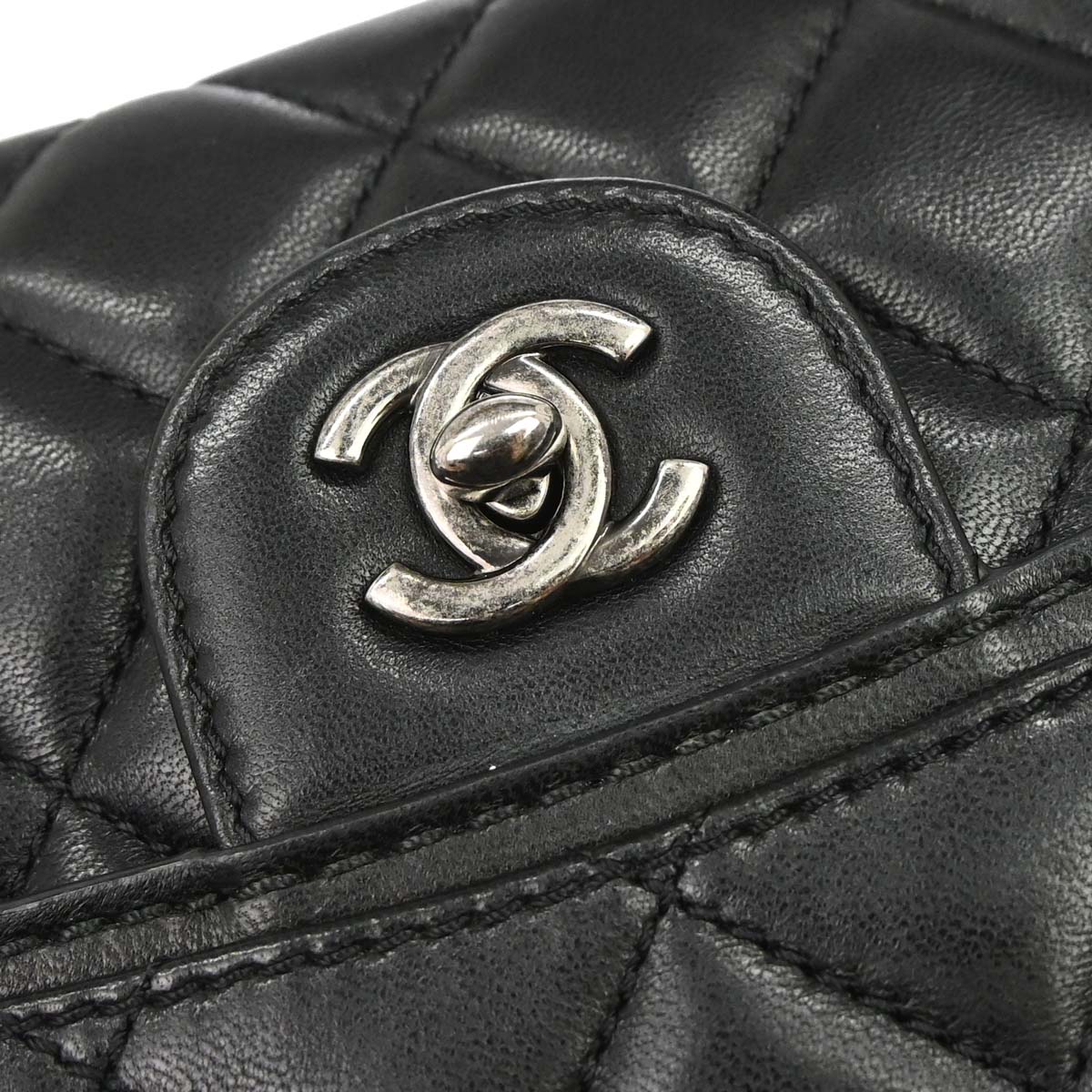Chanel 2013-2014 Black Lambskin Flap Shoulder Bag