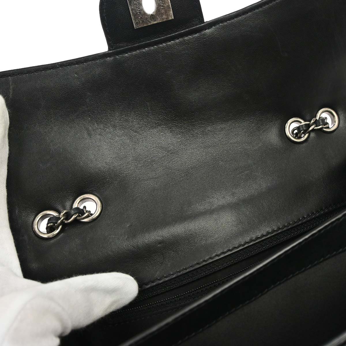 Chanel 2013-2014 Black Lambskin Flap Shoulder Bag