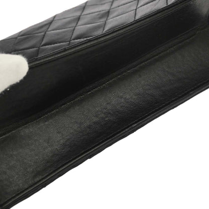 Chanel 1997-1999 Black Lambskin Pushlock Small Half Flap Shoulder Bag