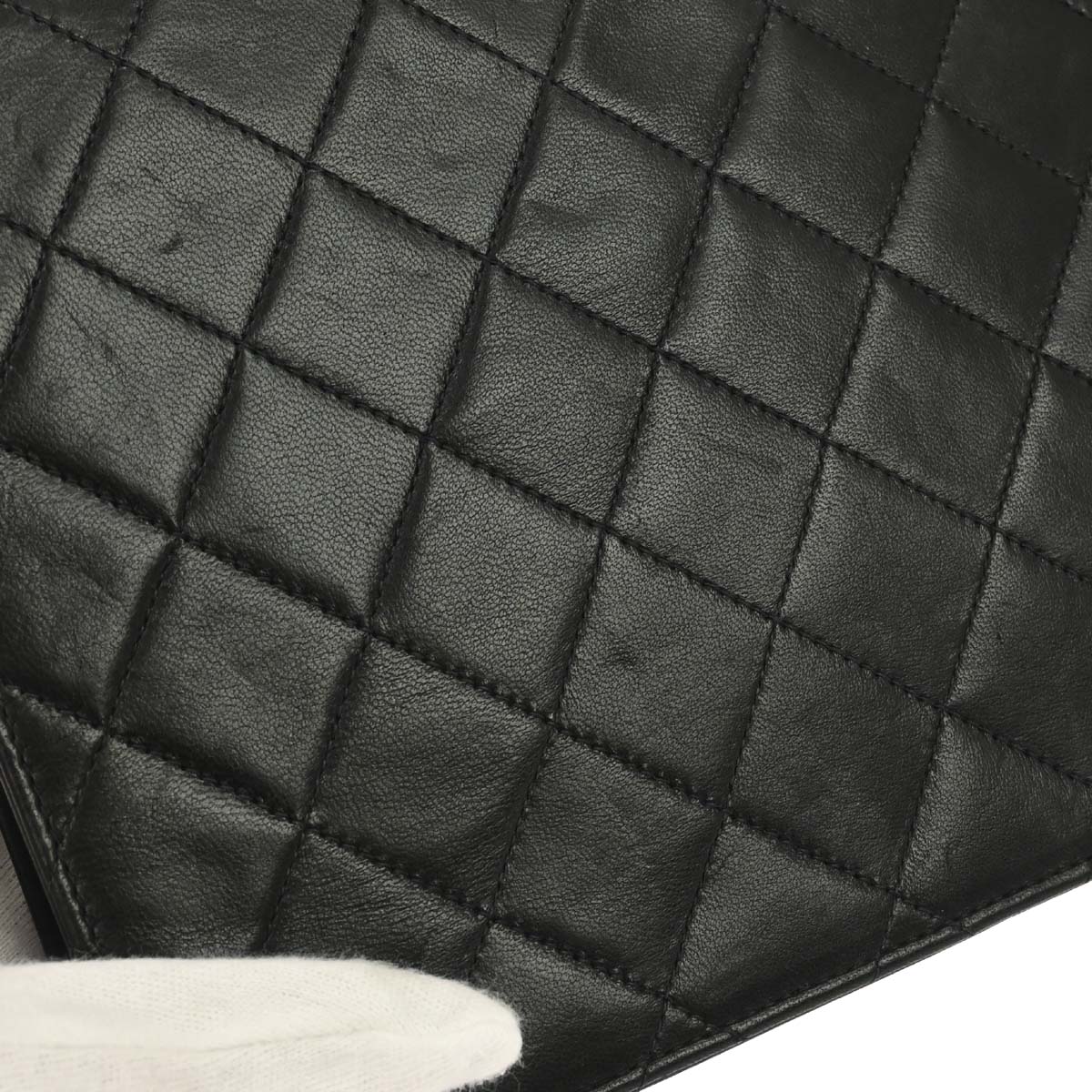Chanel 1997-1999 Black Lambskin Pushlock Small Half Flap Shoulder Bag
