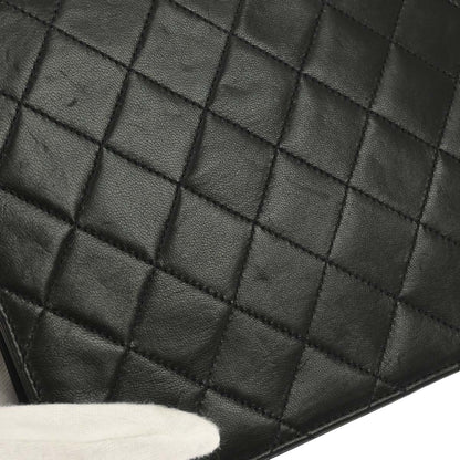 Chanel 1997-1999 Black Lambskin Pushlock Small Half Flap Shoulder Bag