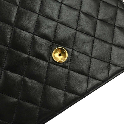 Chanel 1997-1999 Black Lambskin Pushlock Small Half Flap Shoulder Bag