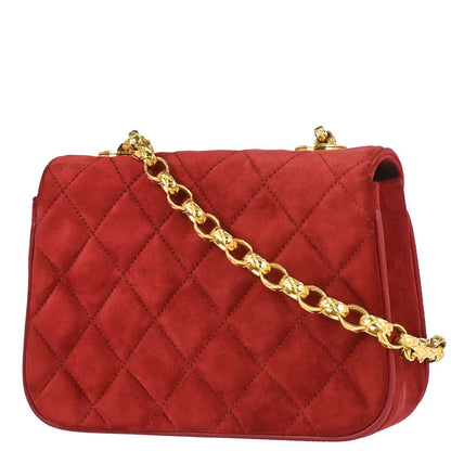 Chanel Red Suede Shoulder Bag