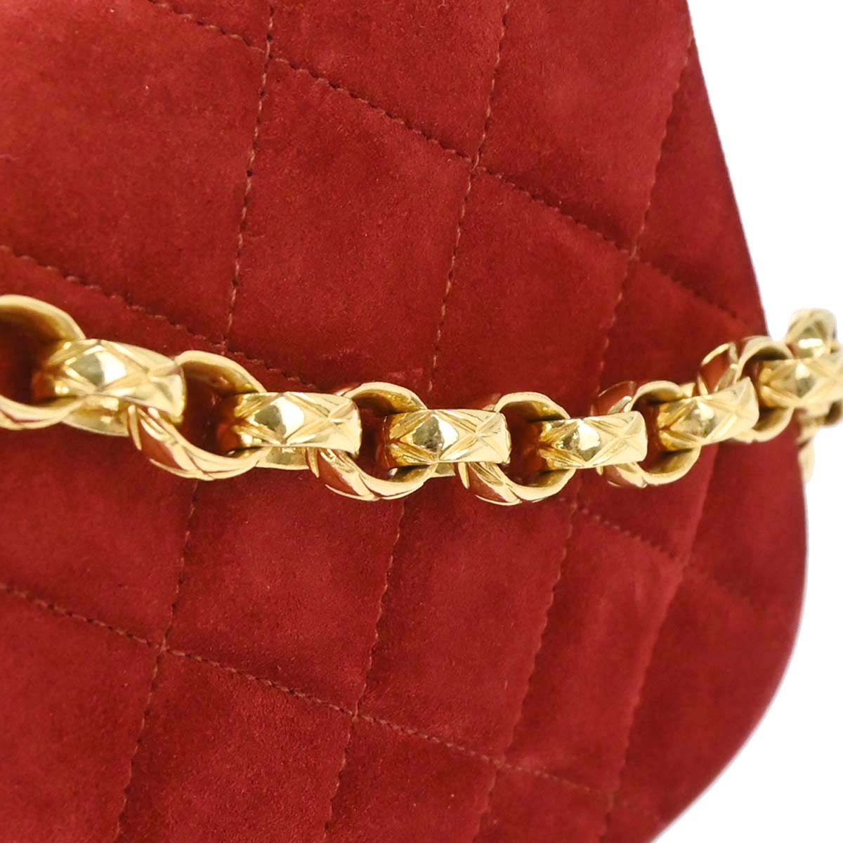 Chanel Red Suede Shoulder Bag