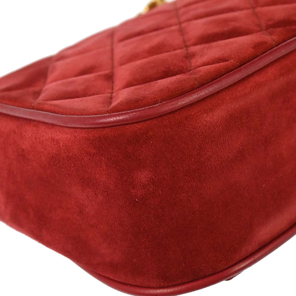 Chanel Red Suede Shoulder Bag