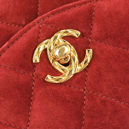 Chanel Red Suede Shoulder Bag