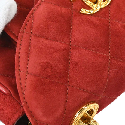 Chanel Red Suede Shoulder Bag