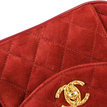 Chanel Red Suede Shoulder Bag