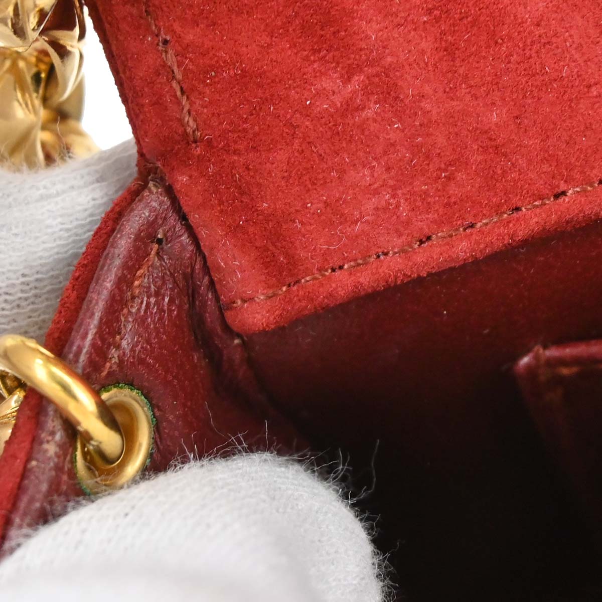 Chanel Red Suede Shoulder Bag