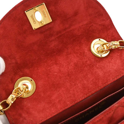 Chanel Red Suede Shoulder Bag
