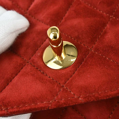 Chanel Red Suede Shoulder Bag