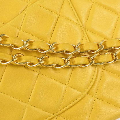 Chanel 1997-1999 Yellow Lambskin Medium Classic Double Flap Shoulder Bag